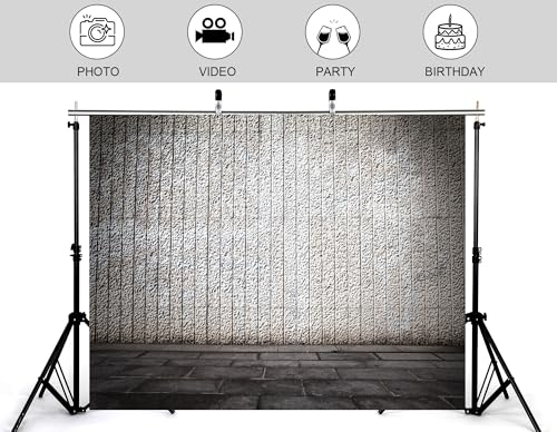 10x7ft Textured Concrete Wall Backdrop Neutral Gray Tone Photography Background for Urban Themed Party and Home Wall Tapestry Decorations Banner Photo Booth Props - size: 10x7ft