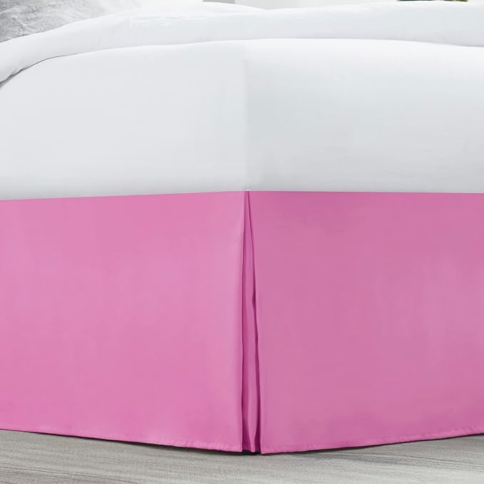 Nestl Light Pink Twin Bed Skirt - Twin Size Bed Skirt 14 Inch Drop - Brushed Microfiber Bed Skirts - Hotel Quality Pleated Bed Skirt - Shrinkage & Fade Resistant