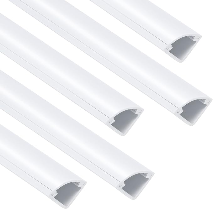 ZhiYo Mini Corner Cord Hider for One Cord, 180in Corner Cable Concealer, Wire Covers for Cords, Paintable Cord Cover, Cable Management Channel Raceway for Wall, Floor Baseboard, Ceiling, White 5xL36in