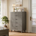 Wood Tall 5 Drawers Dresser, 27.6" W Fluted Modern Dressers for Bedroom