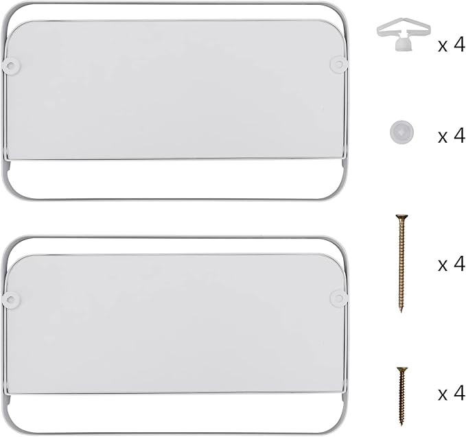 WELLAND White Floating Shelves Set of 2, Small Fold Down Wall Shelf Folding Display Wall Shelves for RV, Camper, Loft, Bedside | White Wooden Board & Metal Frame | 12" W x 5" D x 7" H