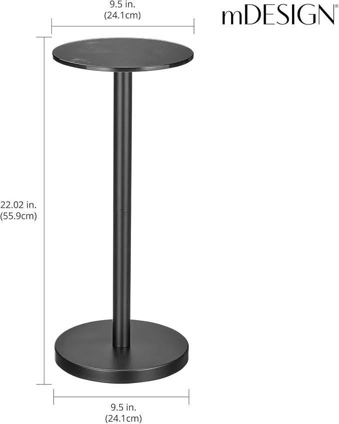 mDesign Glass Top Side/End Drink Table