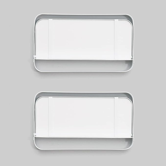 WELLAND White Floating Shelves Set of 2, Small Fold Down Wall Shelf Folding Display Wall Shelves for RV, Camper, Loft, Bedside | White Wooden Board & Metal Frame | 12" W x 5" D x 7" H