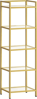 HOOBRO 5-Tier Gold Shelf, Narrow Book Shelf, Display Cabinet