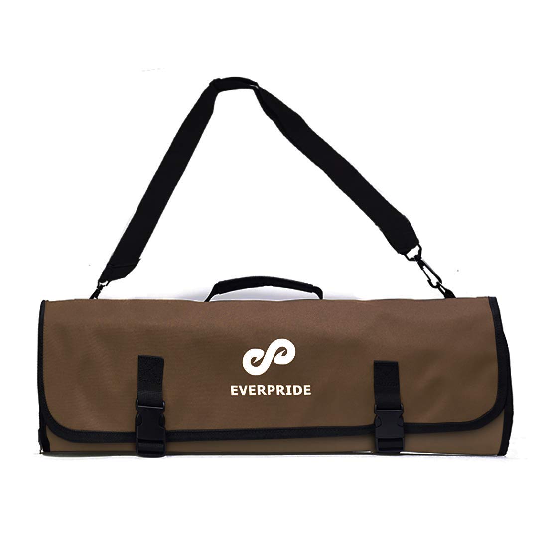 EVERPRIDE Chef Knife Roll Bag Holds 10 Knives – Contains 2 Large Zippered Pockets for Meat Cleavers and Cooking Tools – Durable Knife Carrier Case for Chefs and Culinary Students – Knives Not Included