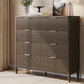 LINSY HOME Fluted Dresser for Bedroom with 8 Drawers, 47" Wide Mid Century Modern Dressers, Tall Boho Chest of Drawer, Large Wood Accent Storage Cabinet for Living Room, Curved Profile Design, Walnut