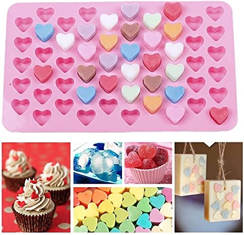 Vpqnee 3 Pack Mini Silicone Gummy Candy Chocolate Molds Contains Small Hearts, Fruits, Marine Animal Shapes and 2 Droppers for Making Gummy, Candy, Chocolate and Small Ice Cubes