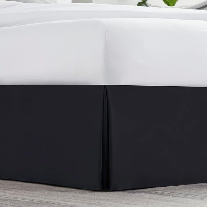 Nestl Black Twin Bed Skirt - Twin Size Bed Skirt 14 Inch Drop - Brushed Microfiber Bed Skirts - Hotel Quality Pleated Bed Skirt - Shrinkage & Fade Resistant