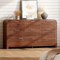 Ieejdn 55.12" Modern Chest of Drawer, 8 Deep Drawers,Clothes Organizer,Large Storage Cabinet for Living Room, Bedroom,Dresser TV Stand, Wood Drawer Organizer for Living Room, Hallway, Walnut
