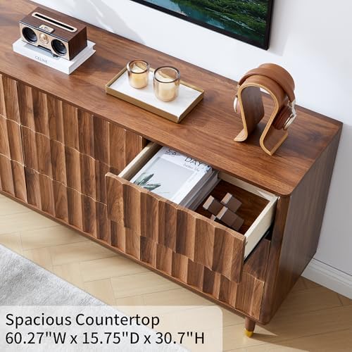 Bifins 60" Wide Fluted Dresser for Bedroom with 9 Drawers