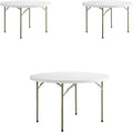 PRO&Family Commercial Round Folding Table, White Top, Powder-Coated Steel Frame, High-Impact Polyethylene Construction, Perfect for Wedding, Party, Shool, Church. (10, 48" Bi-Fold)