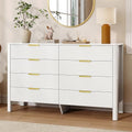 Fluted 8 Drawer Dresser, 47" High Gloss Dresser for Bedroom, White