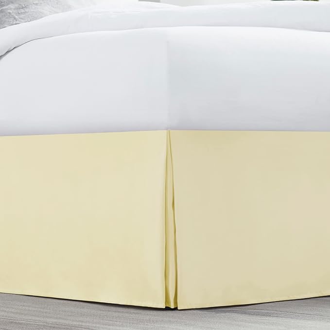 Nestl Vanilla Yellow Twin XL Bed Skirt - Twin XL Size Bed Skirt 14 Inch Drop - Brushed Microfiber Bed Skirts - Hotel Quality Pleated Bed Skirt - Shrinkage & Fade Resistant