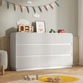 BORNOON Dresser for Bedroom with 9 Drawers, Fluted Chest of Drawers with Round Curved Corner, Hidden Handles, Modern Wood Storage Organizer for Bedroom, Nursery, Living Room