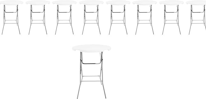 PRO&Family Commercial Round Folding Table, White Top, Powder-Coated Steel Frame, High-Impact Polyethylene Construction, Perfect for Wedding, Party, Shool, Church. (9, 32")