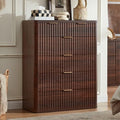 LEYAOYAO Fluted 6 Drawers Dresser for Bedroom Set of 2, 42" Tall Modern Chest of Drawers with Metal Handle, Curved Profile Design,Walnut Wood Drawer Organizer for Bedroom, Living Room, Hallway
