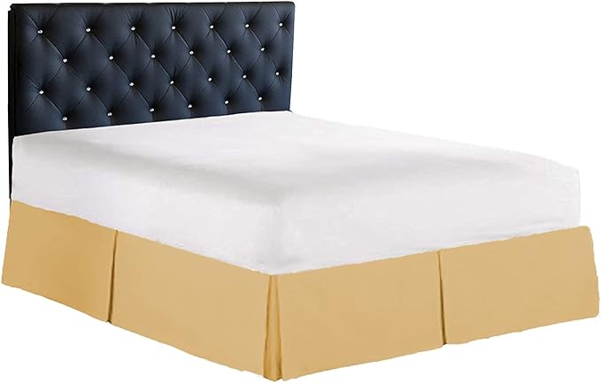 Bed Skirt - 100% Cotton 800 Thread Count Box Pleated Bed Skirt - Luxury Pleated Dust Ruffle, Hotel Quality Modern Bed Skirt, Easy Fit with 12 Inch Tailored Drop, RV Bunk 42X80, Taupe