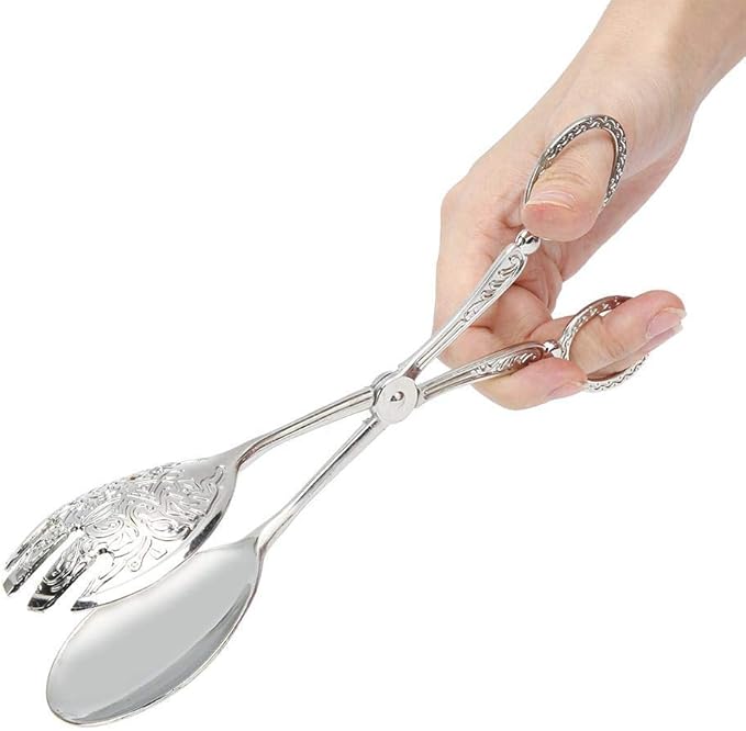 Serving Tongs 9.1in Zinc Alloy Non-Slip Silver Finish