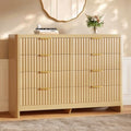 Fluted 8 Drawer Dresser for Bedroom, 47" Wide Modern Chest of Drawers with Metal Handle & Storage, Wooden Dresser TV Stand, Closet Clothes Storage Organizer for Living Room, Natural Oak Dresser