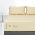 Sunflower King Fitted Sheet, 1-Piece Deep Pocket Fitted Bottom Sheet 16", 100% Cotton Sateen Soft Breathable, Butter Cream