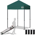 Eurmax USA 5x5ft Pop Up Canopy, Commercial Instant Tent for Outdoor Events, Patented No-Tip Rolling Storage Bag with 4 Sandbags, UV & Water Resistant, Heavy Duty Portable Shelter Gazebo,Green