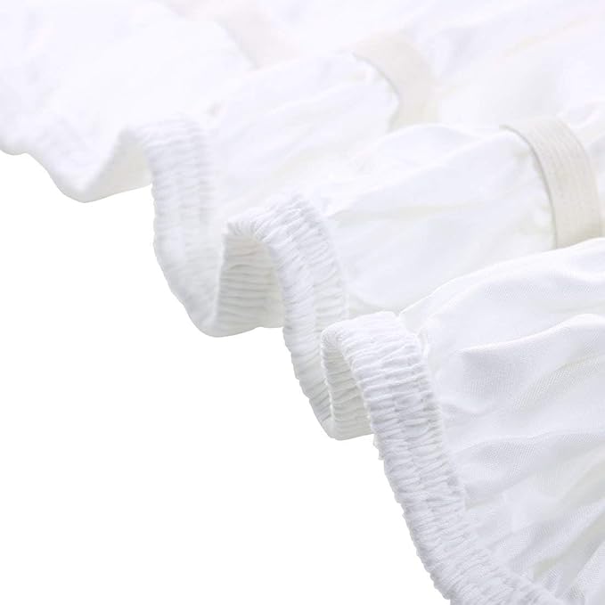 White Wrap Around Bed Skirts with 16" Drop - Three Sides Fabric Adjustable Elastic Dust Ruffle Silky Soft -600 TC Stretchy Bed Skirt-Short Queen(60"X 75") White