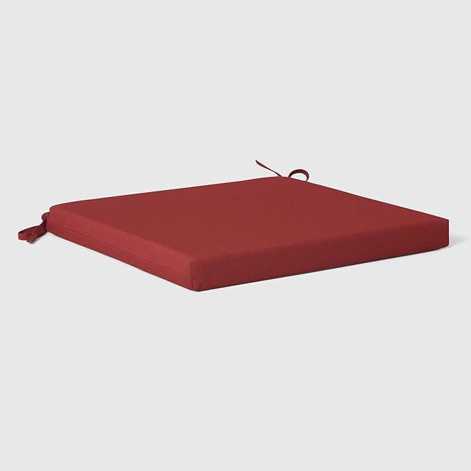 WestinTrends Solace Outdoor Patio Kitchen Dining Chair Square Seat Cushions Set of 4, 20 x 18, Red
