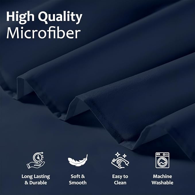 Shreem Linen Ruffled Bed Skirt with Split Corners, Gathered Style, 100% Microfiber, 30-Inch Drop, Dust Ruffle Bedskirt with Platform, RV King, Navy Blue