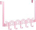 AceOrbit Pink Butterfly Over The Door Hooks Wall Mount Towel Hanger Cute Door Holder Rack with 5 Hooks Hanging Towel, Coat Keys, Bags, Hats, Clothes for Bedroom Bathroom Kitchen Dorm Room Organizer