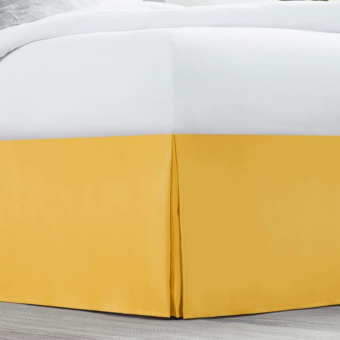 Nestl Yellow Bed Skirt Queen Size - Queen Bed Skirt 14 Inch Drop - Brushed Microfiber Bed Skirts - Hotel Quality Pleated Bed Skirt - Shrinkage & Fade Resistant