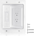 Recessed Outlet Box in Wall Cable Management Kit, Hide Cables Behind The Wall, Cable Pass Through Wall Plate Insert for TV HDMI Network Ethernet Home Theater Speaker Systems (White 6.2 * 7.9 inch)