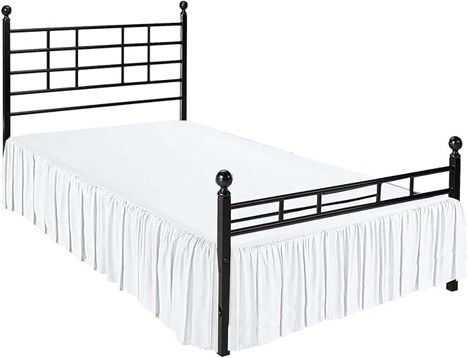 SlumberWell King Bed Skirt with Split Corners, Soft Microfiber, 20 Inch Drop, White Solid, Elegant Ruffled Design