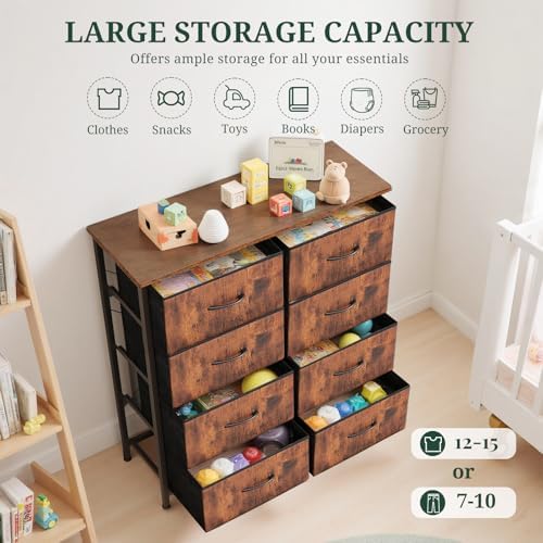 8-Drawer Dresser for Bedroom, Anti-Tip Tall Storage Organizer