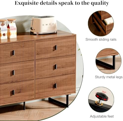 Chrangmay Modern Chest of Drawers with 9 Drawers,Deep Drawers,Clothes Organizer,Large Storage Cabinet for Living Room, Bedroom,Hallway,with Anti-Tipping Device, Caramel