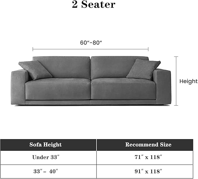 MEETSKY Couch Cover Sofa Cover Washable,Chenille Sofa Covers for 2 Cushion Couch Sofa, Sofa Slipcover Loveseat Pet Couch Covers for Sectional Sofa,71" X118"