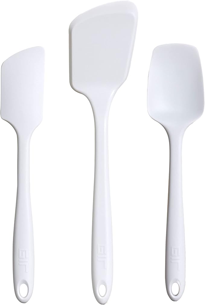 GIR: Get It Right 3-Piece Ultimate Silicone Kitchen Utensils Set - Spatula, Flip & Spoonula - Non toxic Cooking Utensils for Nonstick Cookware, Cooking and Baking - Studio White