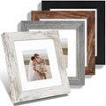 Hongkee 6x6 Picture Frame Set of 4, Made of Real Glass and Multicolour Wooden Frame, 6 by 6 Photo for Wall or Tabletop - Display Picture 4x4 with Mat or 6x6 Without Mat