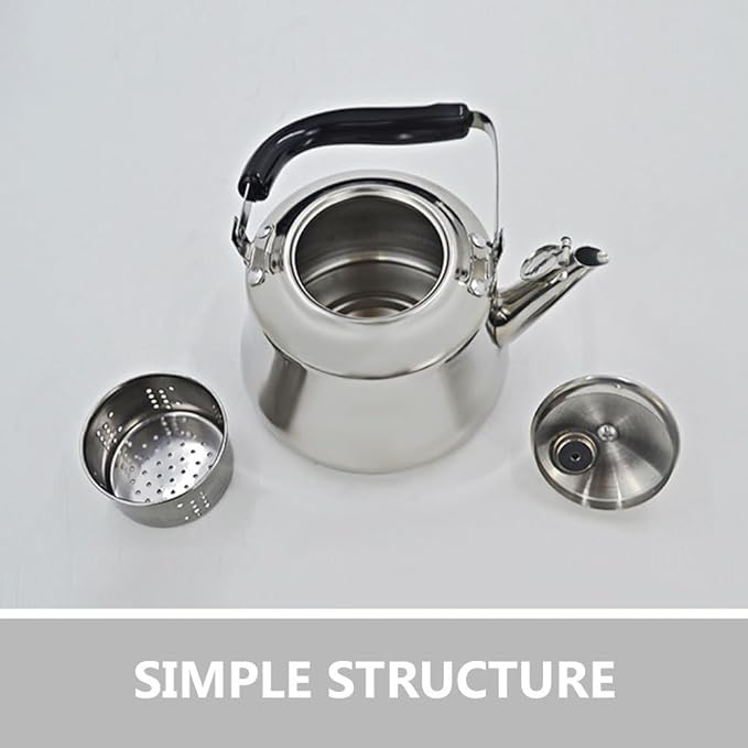 Luxshiny Whistling Tea Kettle Stainless Steel Water Boiling Kettle 1 Liter Portable Teapot with Wrapped Handle Loud Sounding Stovetop Tea for Home Camping Restaurant