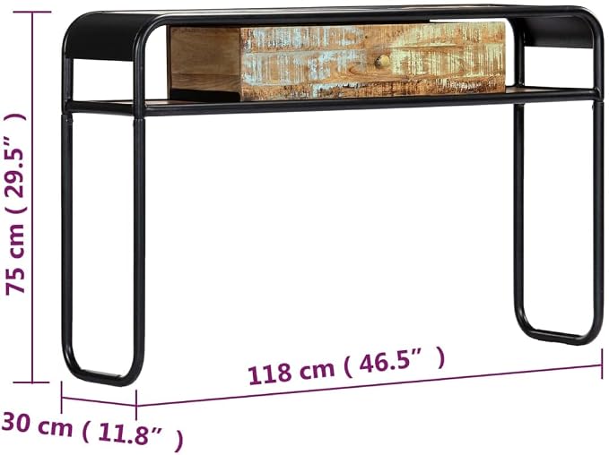 Console Table 46.5"x11.8"x29.5" Solid Reclaimed Wood, End Tables, Accent Tables