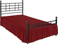 Ruffle Bed Skirt with Split Corners, Microfiber Dust Ruffled for a Perfectly Tailored Bedding Ensemble, Wrinkle and Fade Free, Easy Fit, Queen Size 18 Inch Drop, Burgundy
