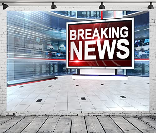 BELECO Fabric News Broadcast Backdrop - 9x6ft TV Breaking News Room Background for Programs, Reports & Conferences - size: 9x6FT