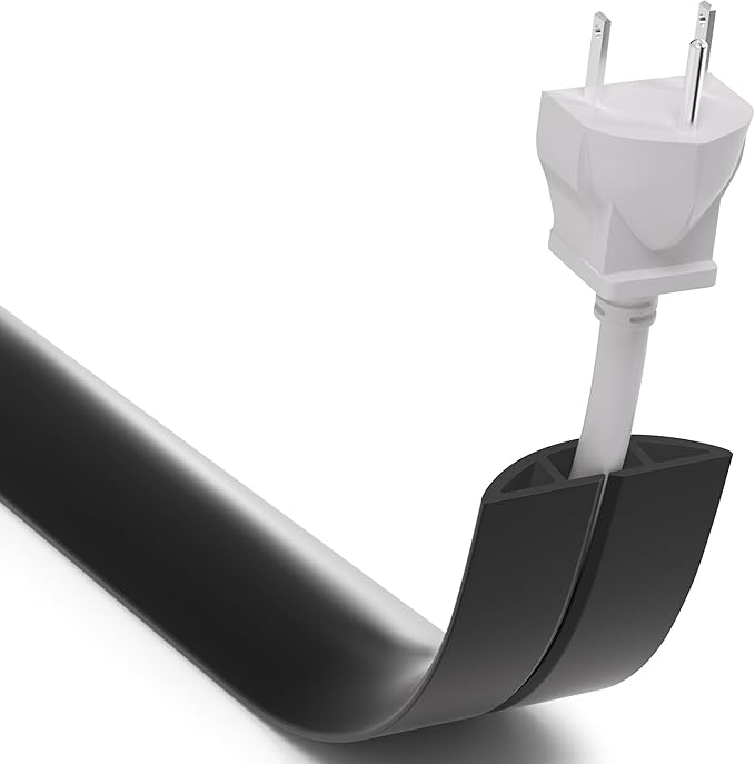 ZhiYo 5.6ft Cord Covers for Wires on Floor, Cord Hider Floor Hide Extension Cords, Soft PVC Cable Cover Cable Protector, Wire Cavity W0.62in H0.31in, Black