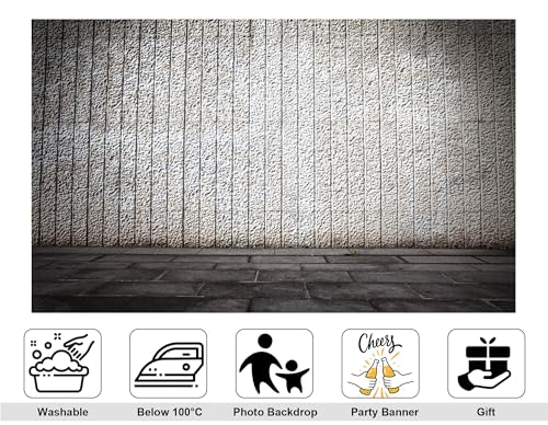 10x7ft Textured Concrete Wall Backdrop Neutral Gray Tone Photography Background for Urban Themed Party and Home Wall Tapestry Decorations Banner Photo Booth Props - size: 10x7ft
