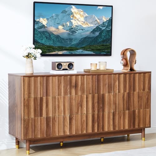 Bifins 60" Wide Fluted Dresser for Bedroom with 9 Drawers