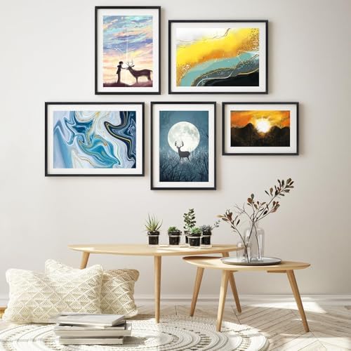 puthiac 11x17 Solid Oak Wood Picture Frame, Black, 1 Pack