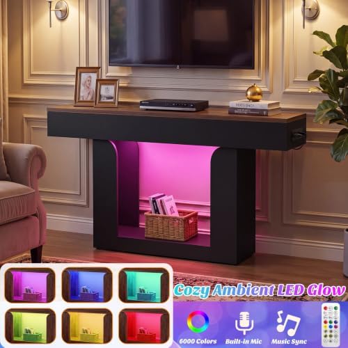 Homieasy Console Table, 47" Entryway Table with Charging Station