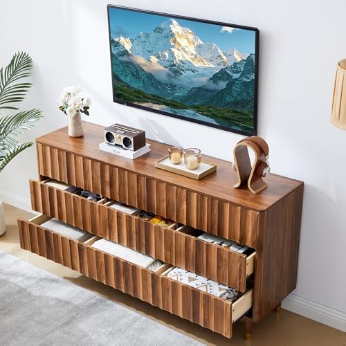 Bifins 60" Wide Fluted Dresser for Bedroom with 9 Drawers