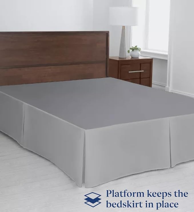 SKY BEDDINGS Luxury Pleated Full Bed Skirt with Split Corners - 16 Inch Tailored Drop - Pleated Dust Ruffle - Wrinkle-Free 100% Microfiber - Easy Fit, Soft & Durable - Light Grey