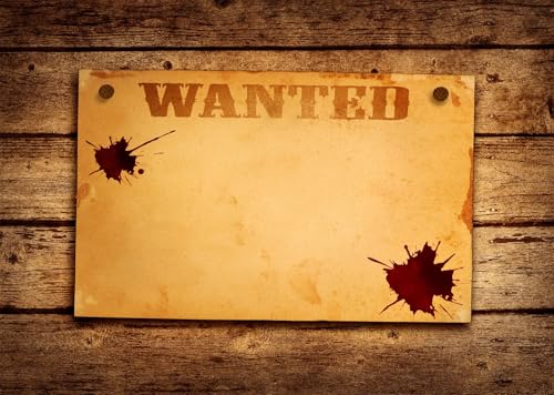 10x6.5ft Fabric Western Wanted Backdrop Old Wanted Paper Textures Background Wanted by Police Murder Mystery Party Decorations Cowboy Photo Studio Props - size: 10x6.5FT