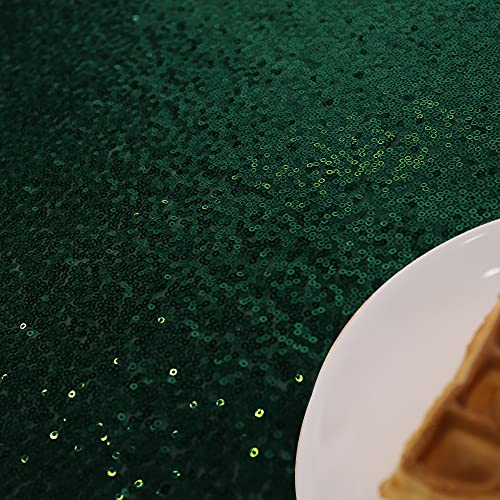 nanbowang Sequin Tablecloth - Dark Green Table Cloths for Parties Rectangular Table Cover Overlay Sequin Fabric Table Linens Birthday/Baby Shower/Tea Party Decor - size: 120" x 60" (Rectangular)